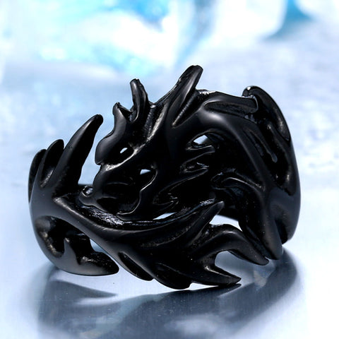 Steel Gothic Dragon Body Ring