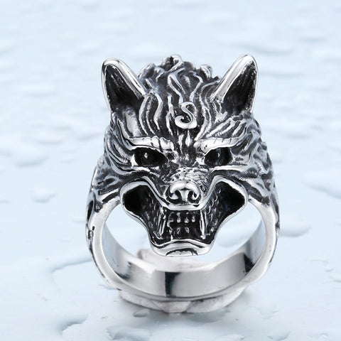 Wolf Head Metal Ring