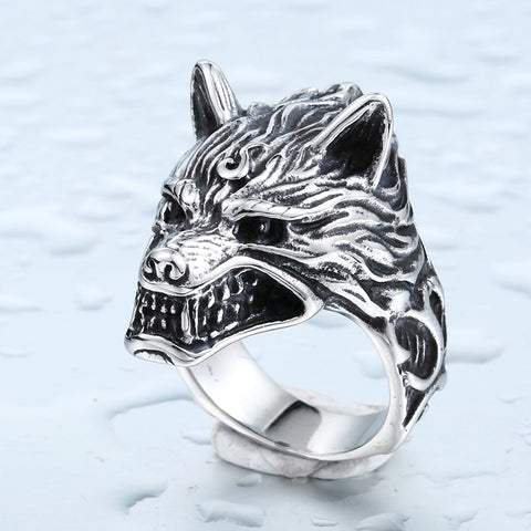 Wolf Head Metal Ring